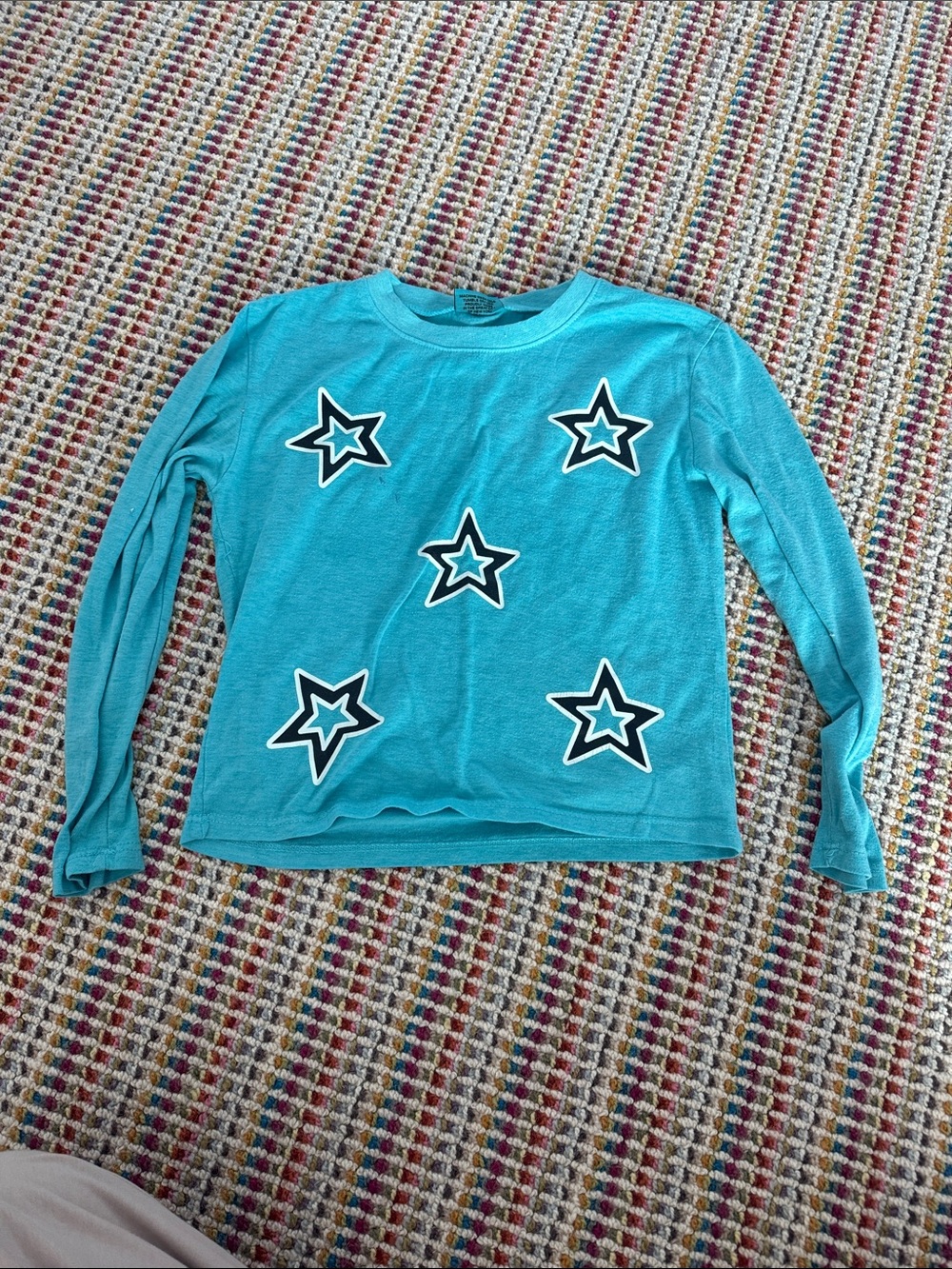 Girls' Long-Sleeve Star Tee in Turquoise